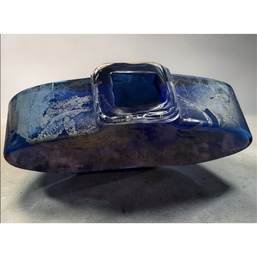 Charlie Meaker MCM Art Glass Large Blue Azurene Vase - Picture 5 of 10